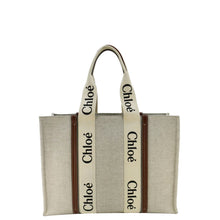 Load image into Gallery viewer, CHLOE Woody Linen Canvas Tote Shoulder Bag Cream
