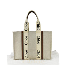 Load image into Gallery viewer, CHLOE Woody Linen Canvas Tote Shoulder Bag Cream
