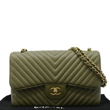 Load image into Gallery viewer, CHANEL Classic Jumbo  Crossbody Bag Olive front
