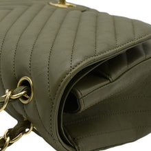 Load image into Gallery viewer, CHANEL Classic Jumbo Flap Chevron Leather Crossbody Bag Olive
