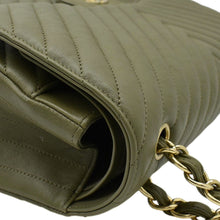 Load image into Gallery viewer, CHANEL Classic Jumbo Flap Chevron Leather Crossbody Bag Olive
