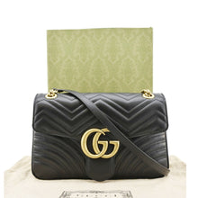 Load image into Gallery viewer, GUCCI GG Marmont Medium Matelasse Shoulder Bag Black 443496
