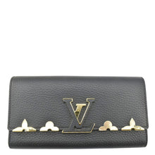 Load image into Gallery viewer, LOUIS VUITTON Capucines Crown Flowers Taurillon Leather Wallet Black
