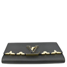 Load image into Gallery viewer, LOUIS VUITTON Capucines Crown Flowers Taurillon Leather Wallet Black
