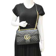 Load image into Gallery viewer, GUCCI GG Marmont Medium Matelasse Shoulder Bag Black 443496
