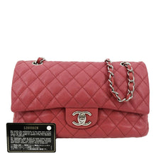 Load image into Gallery viewer, CHANEL Classic Medium Double Flap Quilted Caviar Leather Shoulder Bag Red
