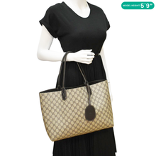 Load image into Gallery viewer, GUCCI Reversible Medium GG Supreme Canvas Tote Bag Dark Brown
