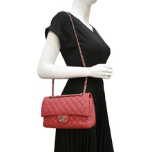 Load image into Gallery viewer, CHANEL Classic Medium Double Flap Quilted Caviar Leather Shoulder Bag Red
