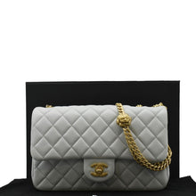 Load image into Gallery viewer, CHANEL Sweet Camellia Leather Crossbody Bag Light Blue front 
