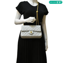 Load image into Gallery viewer, CHANEL Sweet Camellia Leather Crossbody Bag Light Blue dummy look
