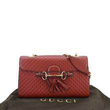 Load image into Gallery viewer, GUCCI Emily Medium GG Guccissima Leather Chain Shoulder Bag Red 449635
