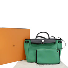 Load image into Gallery viewer, HERMES Herbag Zip 31 Toile Canvas Tote Shoulder Bag Green
