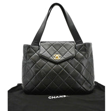 Load image into Gallery viewer, CHANEL Classic Flap Vintage Quilted Leather Tote Bag Black front side
