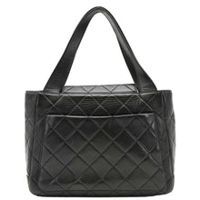 Load image into Gallery viewer, CHANEL Classic Flap Vintage Quilted Leather Tote Bag Black back look
