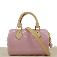 Load image into Gallery viewer, LOUIS VUITTON Nano Speedy Monogram Vernis Crossbody Bag Light Mochi Pink
