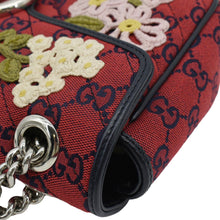 Load image into Gallery viewer, GUCCI GG Marmont Small Floral Embroidered Canvas Crossbody Bag Red 443497
