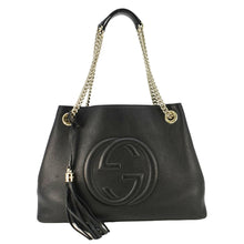 Load image into Gallery viewer, Gucci Soho Medium Pebbled Leather Shoulder Bag Black 308982
