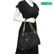 Load image into Gallery viewer, Gucci Soho Medium Pebbled Leather Shoulder Bag Black 308982
