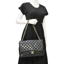 Load image into Gallery viewer, CHANEL Maxi Classic Double Flap Quilted Leather Crossbody Bag Black 13805014
