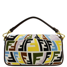 Load image into Gallery viewer, FENDI Fish Eye Baguette FF Embroidered Canvas Shoulder Bag Multicolor
