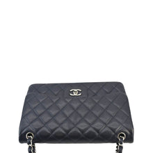 Load image into Gallery viewer, CHANEL Classic Jumbo Double Flap Quilted Caviar Leather Shoulder Bag Greyish Blue
