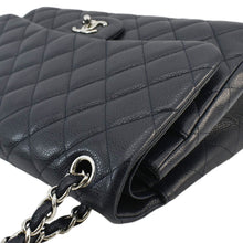 Load image into Gallery viewer, CHANEL Classic Jumbo Double Flap Quilted Caviar Leather Shoulder Bag Greyish Blue
