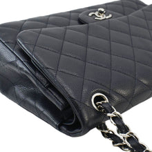 Load image into Gallery viewer, CHANEL Classic Jumbo Double Flap Quilted Caviar Leather Shoulder Bag Greyish Blue
