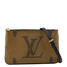 Load image into Gallery viewer, LOUIS VUITTON Double Zip Pochette Giant Monogram Reverse Canvas Crossbody Bag Brown
