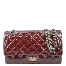 Load image into Gallery viewer, CHANEL 2.55 Reissue Double Flap Patent Leather Shoulder Bag Maroon
