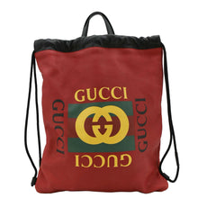 Load image into Gallery viewer, GUCCI Medium Leather Drawstring Tote Bag Red 516639
