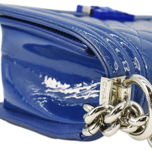 Load image into Gallery viewer, CHANEL Boy Flap Medium Plexiglass Patent Leather Crossbody Bag Blue
