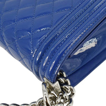 Load image into Gallery viewer, CHANEL Boy Flap Medium Plexiglass Patent Leather Crossbody Bag Blue
