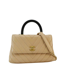 Load image into Gallery viewer, CHANEL Coco Handle Chevron Leather Crossbody Bag Beige
