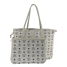 Load image into Gallery viewer, MCM Reversible Liz Medium Visetos Canvas Shopper Tote Bag White
