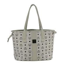 Load image into Gallery viewer, MCM Reversible Liz Medium Visetos Canvas Shopper Tote Bag White
