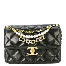 Load image into Gallery viewer, CHANEL CC Pearl Quilted Leather Chain Crossbody Bag Black
