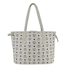 Load image into Gallery viewer, MCM Reversible Liz Medium Visetos Canvas Shopper Tote Bag White
