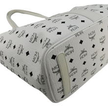 Load image into Gallery viewer, MCM Reversible Liz Medium Visetos Canvas Shopper Tote Bag White
