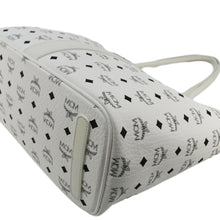 Load image into Gallery viewer, MCM Reversible Liz Medium Visetos Canvas Shopper Tote Bag White
