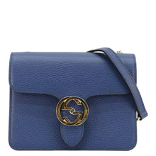 Load image into Gallery viewer, GUCCI Interlocking GG Leather Crossbody Bag Blue 510304
