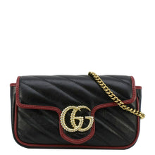 Load image into Gallery viewer, GUCCI GG Marmont Tourchon Mini Matelasse Leather Shoulder Crossbody Bag Black 574969
