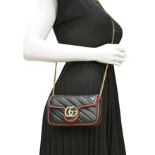 Load image into Gallery viewer, GUCCI GG Marmont Tourchon Mini Matelasse Leather Shoulder Crossbody Bag Black 574969
