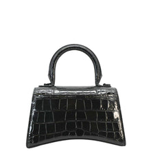 Load image into Gallery viewer, BALENCIAGA Small Hourglass Crocodile Embossed Top Handle Shoulder Bag Black
