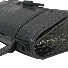 Load image into Gallery viewer, BALENCIAGA Small Hourglass Crocodile Embossed Top Handle Shoulder Bag Black
