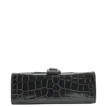 Load image into Gallery viewer, BALENCIAGA Small Hourglass Crocodile Embossed Top Handle Shoulder Bag Black
