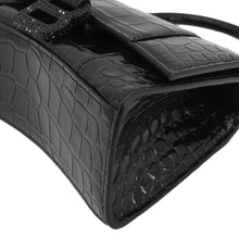 Load image into Gallery viewer, BALENCIAGA Small Hourglass Crocodile Embossed Top Handle Shoulder Bag Black
