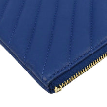 Load image into Gallery viewer, CHANEL O Case Chevron Leather Clutch Bag Blue
