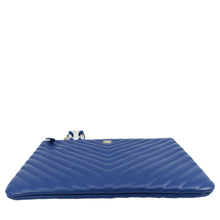 Load image into Gallery viewer, CHANEL O Case Chevron Leather Clutch Bag Blue
