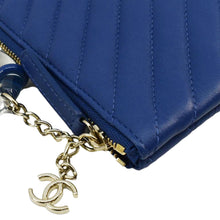 Load image into Gallery viewer, CHANEL O Case Chevron Leather Clutch Bag Blue
