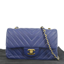 Load image into Gallery viewer, CHANEL CC Mini Rectangular Flap Chevron Leather Shoulder Bag Purple
